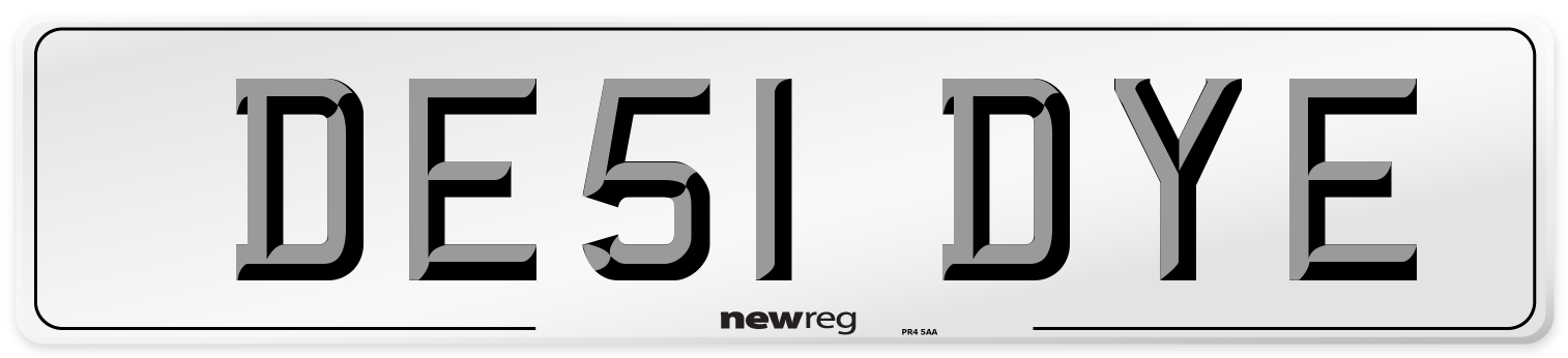 DE51 DYE Number Plate from New Reg